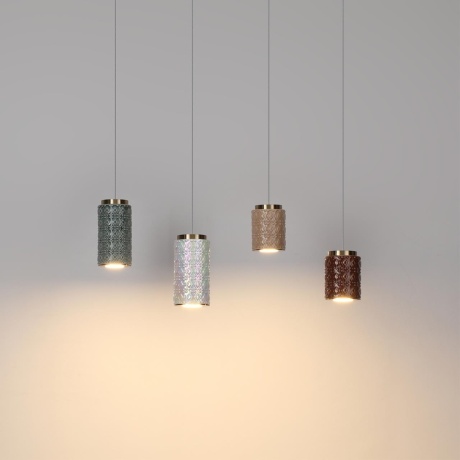 Odeon Light Exclusive LULU 5453/5LA Декоративный светодиодный подвес-цилиндр с коричневым керамическим плафоном и основанием светлая бронза 5Вт 450Лм 3000K CRI80