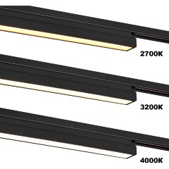 Novotech ITER 359783 Черный линейный однофазный двухжильный трековый светильник, 20см, с CCT переключением цветовой температуры, LED 12Вт 697Лм CRI≥90 108° 2700-3200-4000К IP20 220V