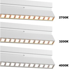 Novotech EOS 359764 Белый накладной поворотный светодиодный светильник книжка шириной 30см, глазковые светодиоды, CCT перекл. цветовой температуры на драйвере, LED 18Вт 872Лм CRI90 26° 2700;3200;4000К IP20 220В, коэф. пультсации < 1%