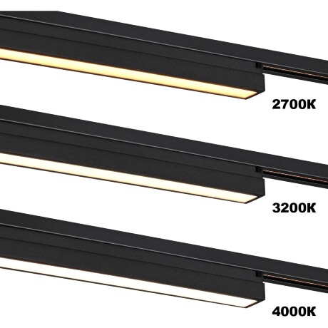 Novotech ITER 359788 Черный линейный однофазный трехжильный трековый светильник, 40см, с CCT переключением цветовой температуры, LED 24Вт 1294Лм CRI≥90 108° 2700-3200-4000К IP20 220V