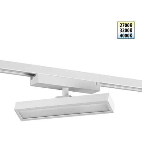 Novotech STRATUS 359774 Белый однофазный двужильный трековый светодиодный светильник, линейный 20см, поворотный, CCT перекл. цветовой температуры, LED 12Вт 797Лм 2700;3200;4000К CRI90 105° IP20 220В, коэф. пульсации < 1%