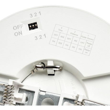 7790/12L Белый светильник 2 типов монтажа (встраиваемый/накладной) с датчиком движения, перекл. цвет. температуры и рег. врезным отверстием 65-155мм, 12Вт 960Лм CRI80 3000;4000;6500К IP44 SONEX NEBULA WHITE