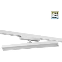 Novotech STRATUS 359782 Белый однофазный трехжильный трековый светодиодный светильник, линейный 40см, поворотный, CCT перекл. цветовой температуры, LED 24Вт 1384Лм 2700;3200;4000К CRI90 105° IP20 220В, коэф. пульсации < 1%