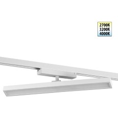 Novotech STRATUS 359782 Белый однофазный трехжильный трековый светодиодный светильник, линейный 40см, поворотный, CCT перекл. цветовой температуры, LED 24Вт 1384Лм 2700;3200;4000К CRI90 105° IP20 220В, коэф. пульсации < 1%