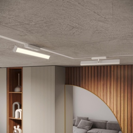 Novotech STRATUS 359782 Белый однофазный трехжильный трековый светодиодный светильник, линейный 40см, поворотный, CCT перекл. цветовой температуры, LED 24Вт 1384Лм 2700;3200;4000К CRI90 105° IP20 220В, коэф. пульсации < 1%