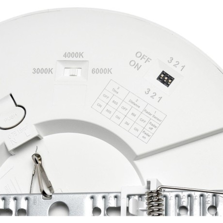7790/18L Белый светильник 2 типов монтажа (встраиваемый/накладной) с датчиком движения, перекл. цвет. температуры и рег. врезным отверстием 65-210мм, 18Вт 1510Лм CRI80 3000;4000;6500К IP44 SONEX NEBULA WHITE