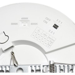 7790/18L Белый светильник 2 типов монтажа (встраиваемый/накладной) с датчиком движения, перекл. цвет. температуры и рег. врезным отверстием 65-210мм, 18Вт 1510Лм CRI80 3000;4000;6500К IP44 SONEX NEBULA WHITE