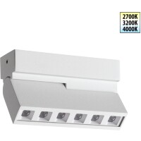 Novotech EOS 359762 Белый накладной поворотный светодиодный светильник книжка шириной 10см, глазковые светодиоды, CCT перекл. цветовой температуры на драйвере, LED 6Вт 289Лм CRI90 26° 2700;3200;4000К IP20 220В, коэф. пультсации < 1%