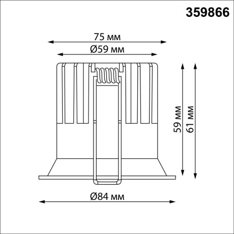 Novotech BRILLO 359866 Черный круглый встраиваемый светильник диаметром 84мм, с CCT переключателем цветовой температуры LED 12Вт 850Лм 40° CRI≥90 UGR≤16 3000-4000-6000К IP20 220V, коэффициент пульсации<1%