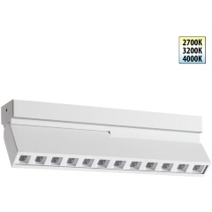 Novotech EOS 359763 Белый накладной поворотный светодиодный светильник книжка шириной 20см, глазковые светодиоды, CCT перекл. цветовой температуры на драйвере, LED 12Вт 540Лм CRI90 26° 2700;3200;4000К IP20 220В, коэф. пультсации < 1%