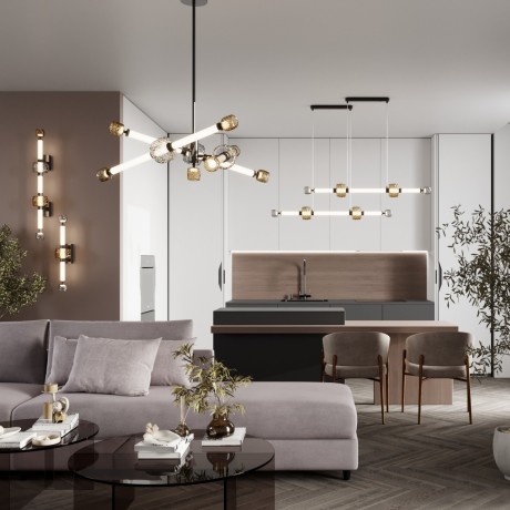 5427/34WL L-VISION ODL_EX24 21 черный хром/белый/дымчатый/коньячный/металл/стекло/акрил Бра LED 34W 3000K KLIFF