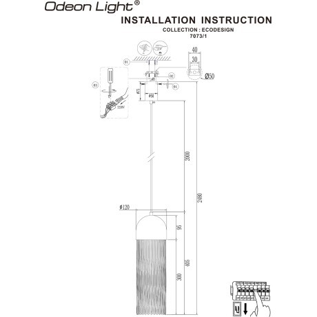 Подвесной светильник IP20 LED GU10 5W CORK 7073/1