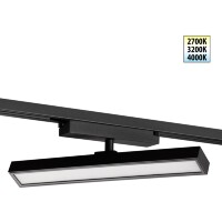 Novotech STRATUS 359772 Черный однофазный двужильный трековый светодиодный светильник, линейный 30см, поворотный, CCT перекл. цветовой температуры, LED 18Вт 1080Лм 2700;3200;4000К CRI90 105° IP20 220В, коэф. пульсации < 1%