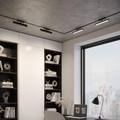 Novotech STRATUS 359772 Черный однофазный двужильный трековый светодиодный светильник, линейный 30см, поворотный, CCT перекл. цветовой температуры, LED 18Вт 1080Лм 2700;3200;4000К CRI90 105° IP20 220В, коэф. пульсации < 1%