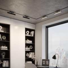 Novotech STRATUS 359772 Черный однофазный двужильный трековый светодиодный светильник, линейный 30см, поворотный, CCT перекл. цветовой температуры, LED 18Вт 1080Лм 2700;3200;4000К CRI90 105° IP20 220В, коэф. пульсации < 1%