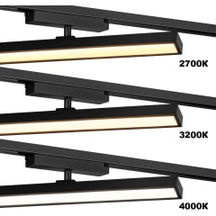 Novotech STRATUS 359773 Черный однофазный двужильный трековый светодиодный светильник, линейный 40см, поворотный, CCT перекл. цветовой температуры, LED 24Вт 1384Лм 2700;3200;4000К CRI90 105° IP20 220В, коэф. пульсации < 1%