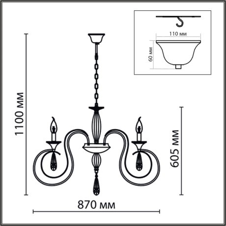 8032/8 CLASSI LN24 хром, металл/хрусталь Люстра подвесная Е14 8*40W 220V LAOKA