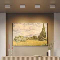 Novotech EOS 359768 Белый накладной поворотный светодиодный светильник книжка, шириной 10см, с матовым белым рассеивателем, CCT перекл. цветовой температуры на драйвере, LED 6Вт 297Лм CRI90 120° 2700;3200;4000К IP20 220В, коэф. пультсации < 1%