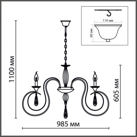 8032/10 CLASSI LN24 хром, металл/хрусталь Люстра подвесная Е14 10*40W 220V LAOKA