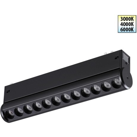 359946 Черный трековый линейный светильник с перекл. цв. температуры 3000;4000;6000К 10Вт 650Лм CRI90 Novotech VECTOR