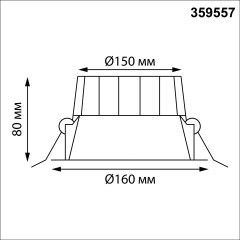 359557 Светильник Novotech встраиваемый с переключателем цв. температуры IP44 LED 30W 220-240V 3000К\4000К\6000К CLARA