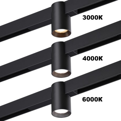 359954 Черный трековый светильник-цилиндр с перекл. цв. температуры 3000;4000;6000К 10Вт 24° 650Лм CRI90 Novotech VECTOR