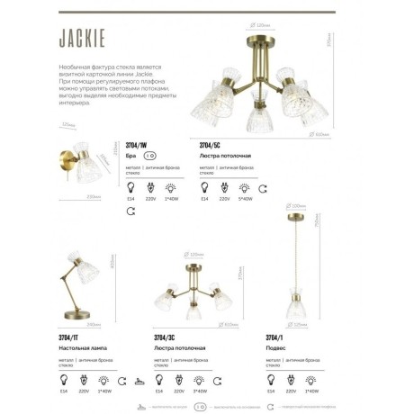 Подвесной светильник с 1 плафоном Lumion 3704/1 JACKIE под лампу 1xE14 40W