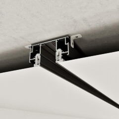 Novotech VECTOR 135324 Черный 3м магнитный шинопровод, универсальный монтаж в гарпунные (ПВХ) и демпферные (тканевые) натяжные потолки системой крепления полотна CLAMP, в комплекте торцевые заглушки 2шт и соединит. планки 4шт, IP20 220V
