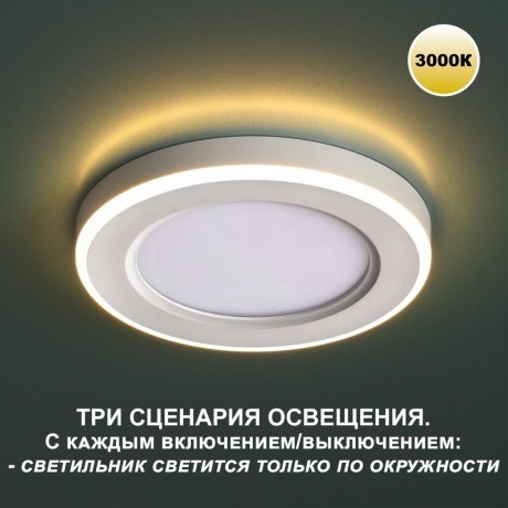 Светильник встраиваемый светодиодный (три сценария работы) IP20 LED 3000К 18W+6W 1680Лм SPAN 359022