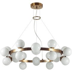 7109/24 Подвесная люстра 90см латунным металлом и стеклянными плафонами, 24 лампы G9 макс 5Вт ODEON LIGHT MAGIA