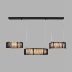 8371/70L Подвесная люстра с 3 тканевым плафонами-кольцами диаметром 35;50;35см и ступенчатым перекл. цветовой температуры 70Вт 3144Лм 3000;4000;6000K CRI80 220V Lumion KAVA