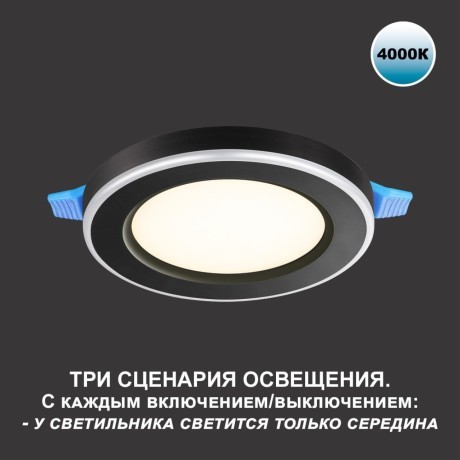 Светильник встраиваемый светодиодный (три сценария работы) IP20 LED 4000К 18W+6W 1680Лм SPAN 359017