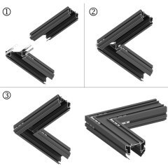 135304 Черный шинопровод 2м для монтажа в гарпунный (ПВХ) натяжной потолок (в компл. соед. планка 4шт и гарпун) Novotech VECTOR