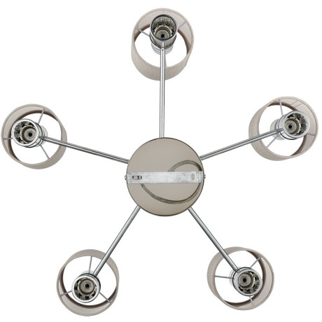 6585/5 MODERNI LN24 хром/бежевый, металл/текстиль, стекло Люстра подвесная E14 5*40W 220V ARNIKA