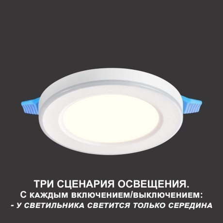 Светильник встраиваемый светодиодный (три сценария работы) IP20 LED 4000К+RGB 12W+4W 960Лм SPAN 359010