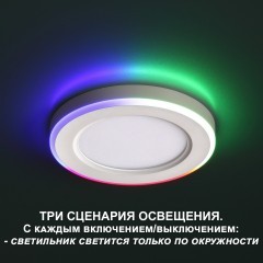 Светильник встраиваемый светодиодный (три сценария работы) IP20 LED 4000К+RGB 12W+4W 960Лм SPAN 359010