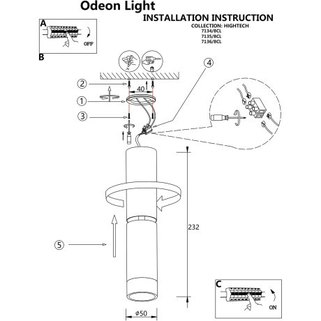 Потолочный светильник IP20 LED 8W 640Лм 3000K 24° 220-240V LIGO 7136/8CL