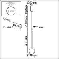 Подвесной светильник IP20 LED 10W 800Лм 3000K 180° 220V LASLO 7151/10L