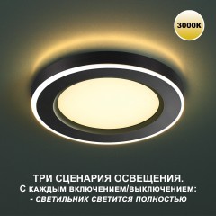 Светильник встраиваемый светодиодный (три сценария работы) IP20 LED 3000К 18W+6W 1680Лм SPAN 359023