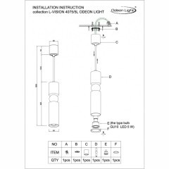 Подвесной светильник цилиндр Odeon Light 4075/5L SAKRA под лампу 1xGU10 1*5W