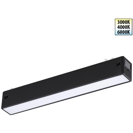 359936 Черный трековый линейный светильник 22см с перекл. цв. темп. 3000;4000;6000К (токопроводящий) 220В 10Вт 120° 600Лм CRI90 Novotech VECTOR