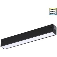 359936 Черный трековый линейный светильник 22см с перекл. цв. темп. 3000;4000;6000К (токопроводящий) 220В 10Вт 120° 600Лм CRI90 Novotech VECTOR