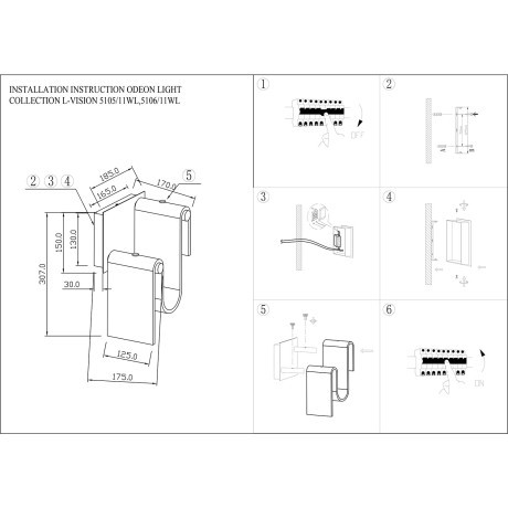 Настенный светильник LED x 11W 4000K 572Лм CRI90 FLOW 5105/11WL