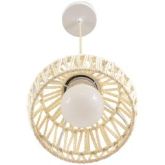 8368/1B Подвесной светильник, белое основание, с плафоном из джутового шнура под сменную лампу E27 220V Lumion ECO BOHO