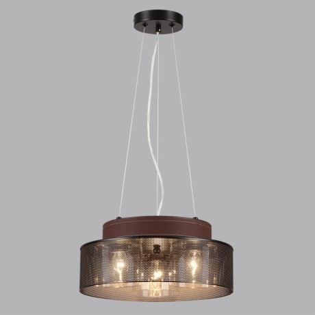 6598/3C MODERNI LN24 черный/черный. коричневый металл, эко кожа/металл, стекло Подвесной светильник Е27 3*40W 220V BASALTO