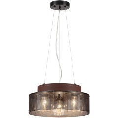 6598/3C MODERNI LN24 черный/черный. коричневый металл, эко кожа/металл, стекло Подвесной светильник Е27 3*40W 220V BASALTO