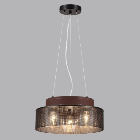 6598/3C MODERNI LN24 черный/черный. коричневый металл, эко кожа/металл, стекло Подвесной светильник Е27 3*40W 220V BASALTO