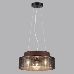 6598/3C MODERNI LN24 черный/черный. коричневый металл, эко кожа/металл, стекло Подвесной светильник Е27 3*40W 220V BASALTO