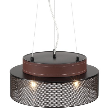 6598/3C MODERNI LN24 черный/черный. коричневый металл, эко кожа/металл, стекло Подвесной светильник Е27 3*40W 220V BASALTO