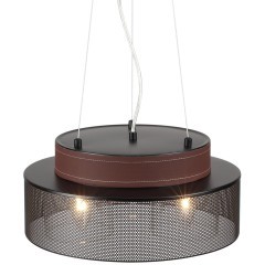 6598/3C MODERNI LN24 черный/черный. коричневый металл, эко кожа/металл, стекло Подвесной светильник Е27 3*40W 220V BASALTO